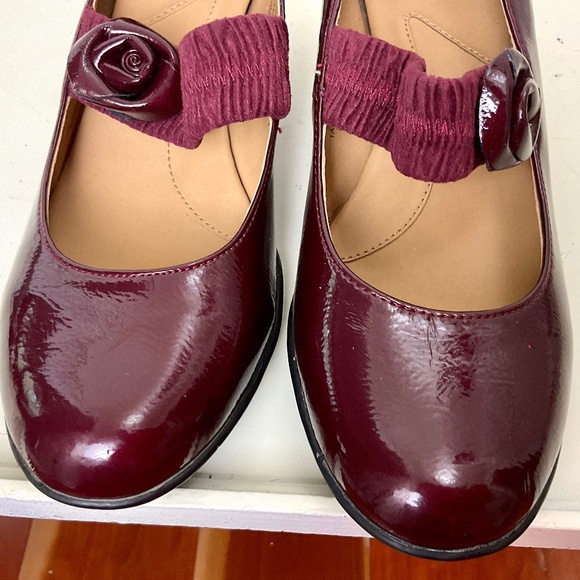 Merona Burgundy Dressy Mary Jane Faux Leather Casual Heeled Comfort Pump size 10 - Picture 13 of 14